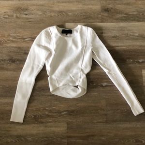 Kendall & Kylie compact crop long sleeve white top
